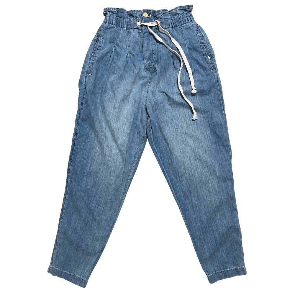 Free People Margate Drawstring Pleated Denim Trouser -  Seaside Blue Jean Jogger